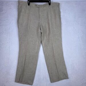 Joseph Abboud 44 100% Linen Beige Dress Pants Flat Front